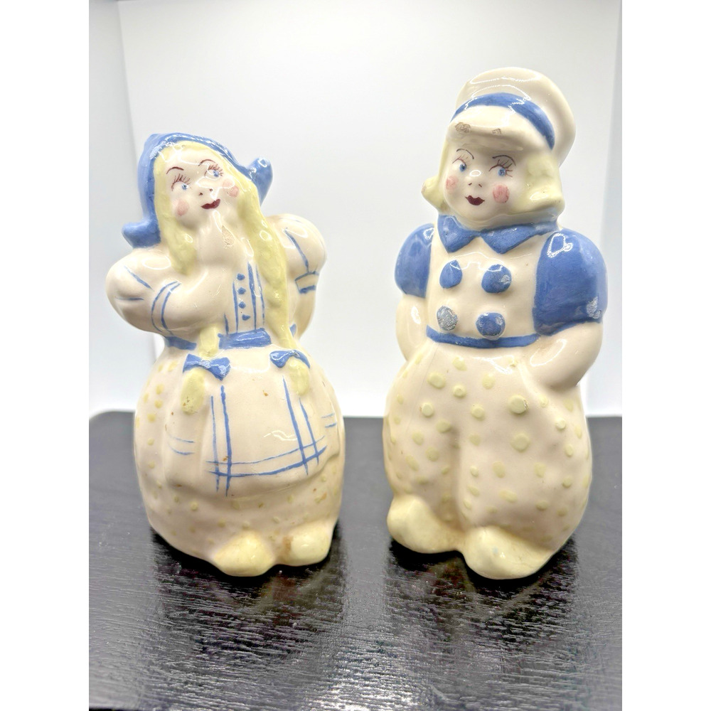 Vintage 1946 Shawnee Dutch Boy & Girl Salt Pepper Shakers M May Blond Scandinavi